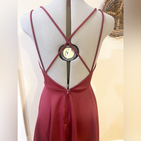 Charlotte Russe Fit & Flare Dress Size Medium Burgundy Skater Backless Straps - Picture 2 of 6